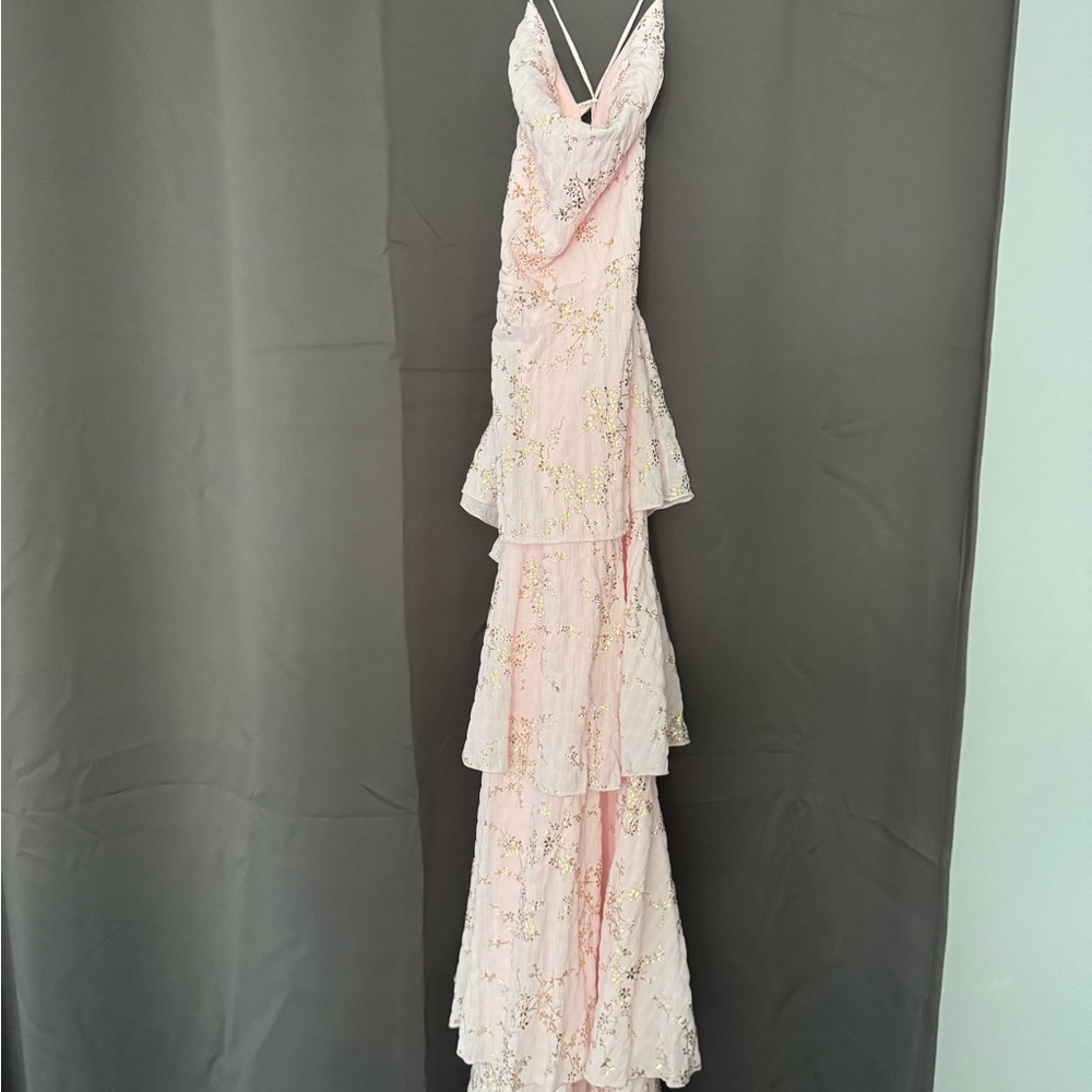 Lucy In The Sky pink gold floral maxi dress